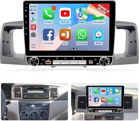 ستيريو سيارة Naifay Android 12 لسيارة Toyota Corolla 2003 2004 2005 2006 2007 2008 (إصدار غير J.B.L)، شاشة لمس 9 بوصة لراديو السيارة كورولا مع Carplay Android Auto Bluetooth WiFi GPS + MIC in Kuwait