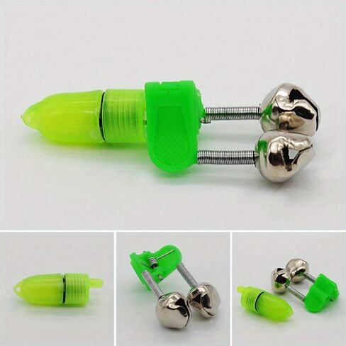 5PCS LED Fishing Rod Bite Alarm Bells Ring Fishing Lures Accessory Green Light Alerter Outdoor Fish Tool in Saudi Arabia