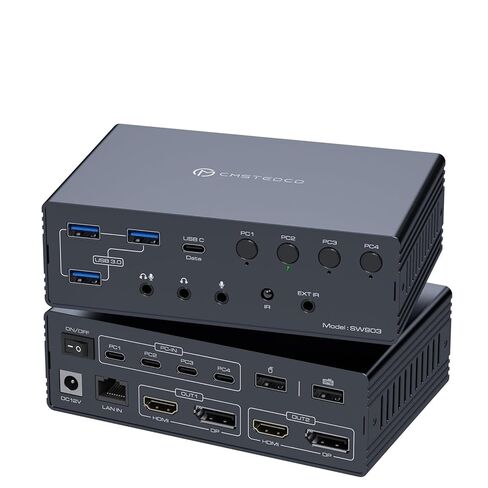 KVM Switch 2 شاشات 2 محطة إرساء أجهزة الكمبيوتر 16 في 2 4K60 هرتز لـ M1/M2/M3/M4 Thunderbolt KVM Switcher يدعم USB3.0/USB C في DP/HDMI خارج وضع ممتد/مرآة لنظام التشغيل Windows Mac in Kuwait