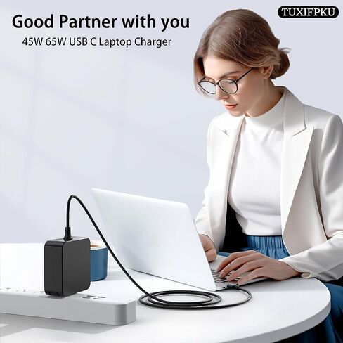 محول طاقة USB C بقدرة 65 وات، شاحن حائط سريع من النوع C متوافق مع Mac Book Pro وASUS ZenBook وDell Latitude وLenovo وHuawei Matebook وHP Spectre وAcer Chromebook وsamsung والهواتف الذكية in Kuwait