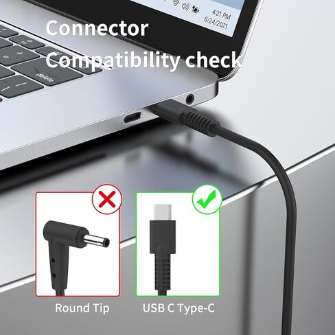شاحن كمبيوتر محمول USB C بقوة 65 وات متوافق مع Asus Chromebook Expertbook ZenBook S 16 14 C302C C214 C213 C436 C523 C202XA C423NA C523NA UX325 UX490 UX390UA UX391 Lenovo Thinkpad Yoga Samsung Series in Kuwait