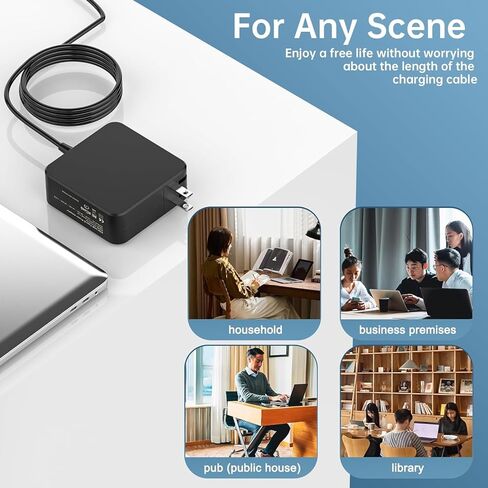 شاحن كمبيوتر محمول USB C بقوة 65 وات متوافق مع Asus Chromebook Expertbook ZenBook S 16 14 C302C C214 C213 C436 C523 C202XA C423NA C523NA UX325 UX490 UX390UA UX391 Lenovo Thinkpad Yoga Samsung Series in Kuwait