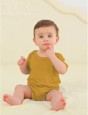 بدلة جيموندا للأطفال الأولاد والبنات رايون من الخيزران بأكمام قصيرة قطعة واحدة ملابس ناعمة للأطفال حديثي الولادة 0-24 شهرًا in Kuwait
