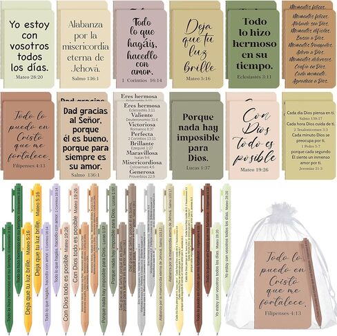 72 Pieces Regalos Cristianos En Español Graduation Spanish Religious Notebooks and Pen with Gift Bag Mother's Day Regalos Cristianos Para Mujer En Español for Women Men Church(Retro Style) in Saudi Arabia