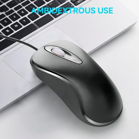 Classic Wired Office Mouse Ergonomic USB Optical 3-Button 1000 DPI Comfortable Durable for Windows Mac Laptop Desktop Black (1) in Saudi Arabia