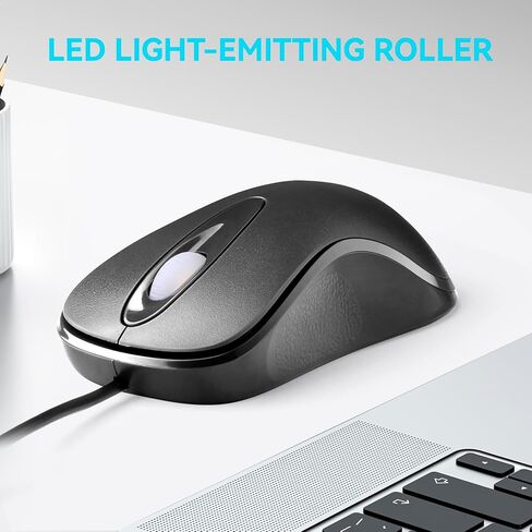 Classic Wired Office Mouse Ergonomic USB Optical 3-Button 1000 DPI Comfortable Durable for Windows Mac Laptop Desktop Black (1) in Saudi Arabia