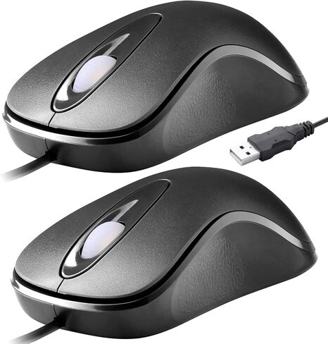 Classic Wired Office Mouse Ergonomic USB Optical 3-Button 1000 DPI Comfortable Durable for Windows Mac Laptop Desktop Black (1) in Saudi Arabia