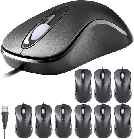 Classic Wired Office Mouse Ergonomic USB Optical 3-Button 1000 DPI Comfortable Durable for Windows Mac Laptop Desktop Black (1) in Saudi Arabia