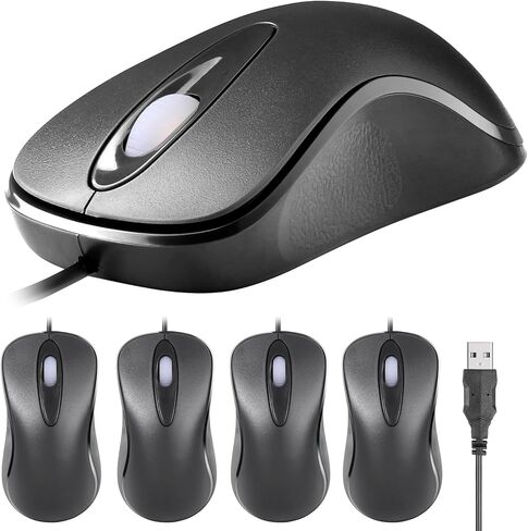 Classic Wired Office Mouse Ergonomic USB Optical 3-Button 1000 DPI Comfortable Durable for Windows Mac Laptop Desktop Black (1) in Saudi Arabia