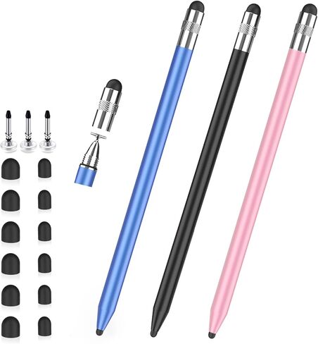 Stylus Pen for Touchscreen, 3-in-1 Rubber Disc Stylus, High Sensitivity and Precision, Universal Stylus Pen Compatible for Ipad,iPhone Android Kindle All Capacitive Tablets in Saudi Arabia