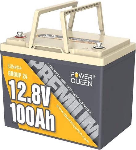 بطارية Power Queen 12V 100Ah LiFePO4، مجموعة 24 بطارية ليثيوم RV، بطارية 15000+ دورات عميقة لمقطورة السفر، منزل متنقل، محرك التصيد، الطاقة الشمسية in Kuwait
