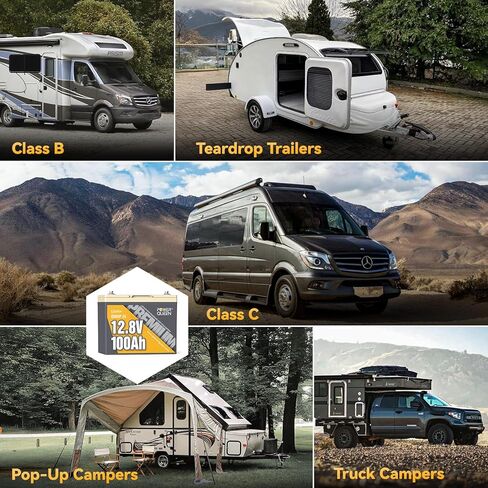 بطارية Power Queen 12V 100Ah LiFePO4، مجموعة 24 بطارية ليثيوم RV، بطارية 15000+ دورات عميقة لمقطورة السفر، منزل متنقل، محرك التصيد، الطاقة الشمسية in Kuwait