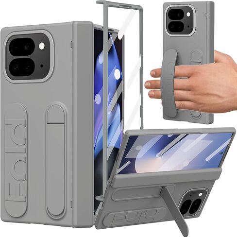 حافظة لهاتف Google Pixel 10 Pro Fold مع حزام معصم، حافظة حزام يد مع مسند، حماية للمفصلات، واقي شاشة، غطاء كاميرا بحافة مرتفعة لهاتف Google Pixel 10 Pro Fold وردي in Kuwait