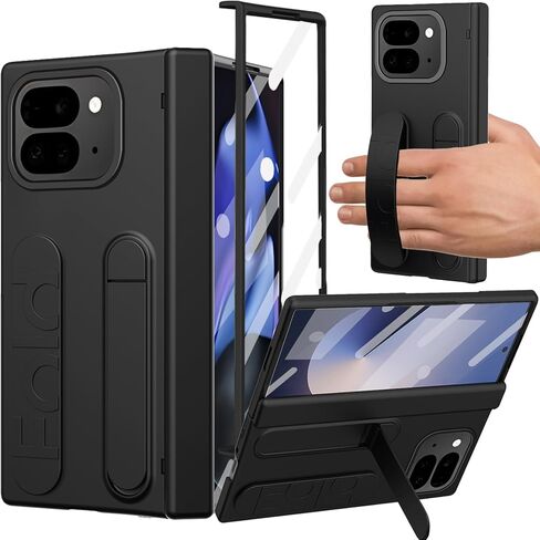 حافظة لهاتف Google Pixel 10 Pro Fold مع حزام معصم، حافظة حزام يد مع مسند، حماية للمفصلات، واقي شاشة، غطاء كاميرا بحافة مرتفعة لهاتف Google Pixel 10 Pro Fold وردي in Kuwait
