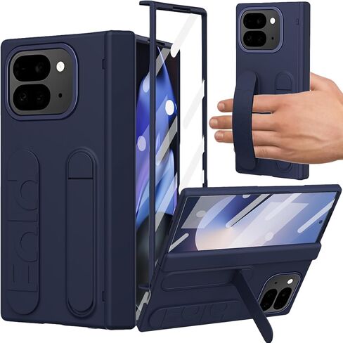 حافظة لهاتف Google Pixel 10 Pro Fold مع حزام معصم، حافظة حزام يد مع مسند، حماية للمفصلات، واقي شاشة، غطاء كاميرا بحافة مرتفعة لهاتف Google Pixel 10 Pro Fold وردي in Kuwait