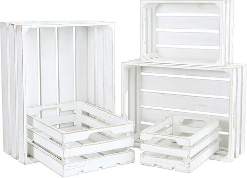 5-Piece Farmhouse Wooden Crate Set - Rustic Wooden Crates for Display and Storage, Large Torched Decorative Crates, Farmhouse Apple Crates, Painted Wood Crates for Decor in Saudi Arabia