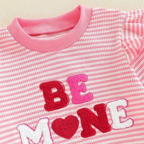 Toddler Girl Valentines Day Outfit Baby Clothes Embroidery Long Sleeve Sweater Bell Sweatpants Fall Spring Outfits in Saudi Arabia