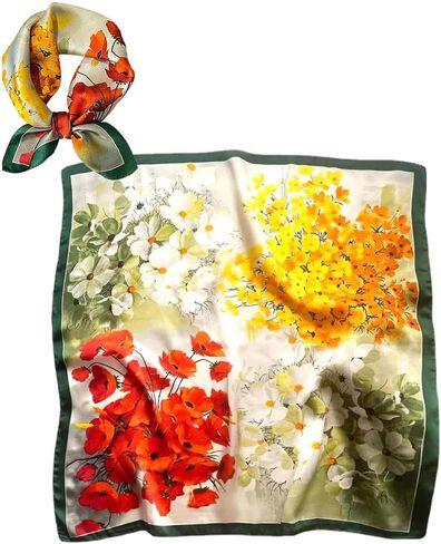 Silk-Like Satin Square Scarf 27.5x27.5 - Sleep Head Wrap & Bag Scarf for Women, Lightweight Hair Bandana in Saudi Arabia