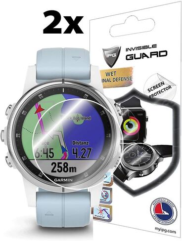 واقي شاشة IPG لـ GARMIN FENIX 5S PLUS (42 مم) (وحدتان) واقي شاشة للساعة الذكية غير مرئي فائق الدقة وواقي جلدي مضاد للخدش - أملس/شفاء ذاتي/خالي من الفقاعات in Kuwait