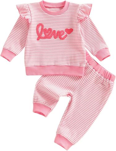 طفل فتاة عيد الحب الزي ملابس الطفل التطريز طويلة الأكمام سترة جرس Sweatpants الخريف الربيع وتتسابق in Kuwait