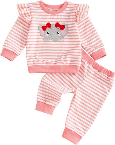 Toddler Girl Valentines Day Outfit Baby Clothes Embroidery Long Sleeve Sweater Bell Sweatpants Fall Spring Outfits in Saudi Arabia