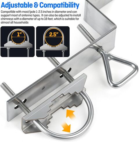 طقم دعامة تثبيت على مدخنة الهوائي، من الفولاذ المقاوم للصدأ النقي، للمدخنة التي يصل قطرها إلى 18 قدمًا، مجموعتان (دعامة على شكل Z) in Kuwait