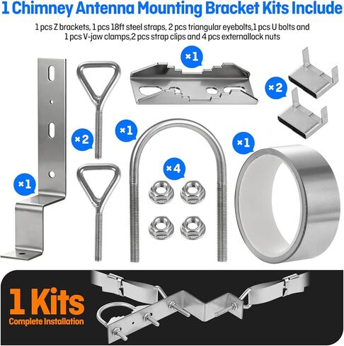 طقم دعامة تثبيت على مدخنة الهوائي، من الفولاذ المقاوم للصدأ النقي، للمدخنة التي يصل قطرها إلى 18 قدمًا، مجموعتان (دعامة على شكل Z) in Kuwait