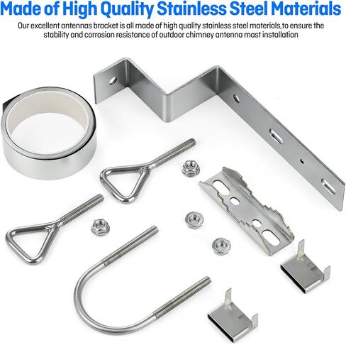 طقم دعامة تثبيت على مدخنة الهوائي، من الفولاذ المقاوم للصدأ النقي، للمدخنة التي يصل قطرها إلى 18 قدمًا، مجموعتان (دعامة على شكل Z) in Kuwait