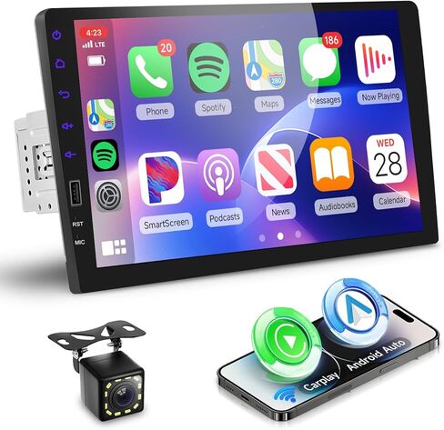 Hodozzy Single Din Car Stereo with CarPlay & Android Auto, 9 Inch Touch Screen Car Radio, Mirror Link, FM/AM Audio, Bluetooth, GPS, USB,EQ,Backup Camera Input & SWC+MIC, Car Multimedia Player in Saudi Arabia