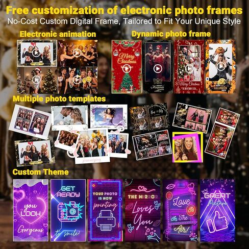 Magic Mirror Photo Booth 65-43in Interactive Touch Screen Built-in PC Mirror Photo Booth Machine APP Remote Control RGB Light Idea Instant Printing and Share for Event Rental Party (Black) in Saudi Arabia