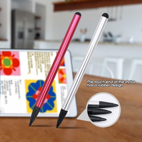2pcs Universal Capacitive/Resistive Touch Pencil for iPhone iPad Samsung Touchscreen Stylus Drawing Touch Pen,Silver in Saudi Arabia