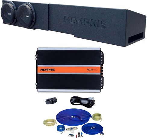 Memphis MJMECHEV8D1V2 Dual 8" Subwoofer Loaded Enclosure Compatible with 2007+ Chevrolet & GMC Crew Cabs with MJP1500.1 Monoblock Amplifier and Amp Wiring Kit in Kuwait