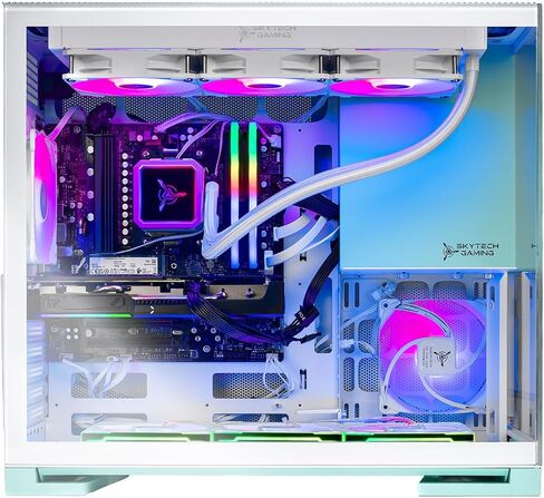كمبيوتر Skytech Gaming Aqua للألعاب، AMD Ryzen 9 9900X 4.4 جيجا هرتز، NVIDIA RTX 5070 Ti 16 جيجا، 2 تيرابايت Gen4 NVMe SSD، 32 جيجا DDR5 RAM 6000، 850 وات Gold ATX 3 PSU، 360 ARGB AIO، Wi-Fi، Win 11، سطح المكتب in Kuwait