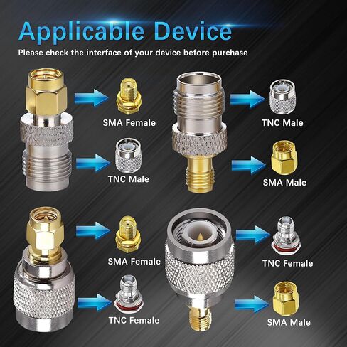 TUOLNK 4PCS SMA to TNC Coax Adapter,Coaxial Connector Kit SMA Male/Female to TNC Male/Female Cable Gender Changers for Radio, LTE Antenna Router in Saudi Arabia