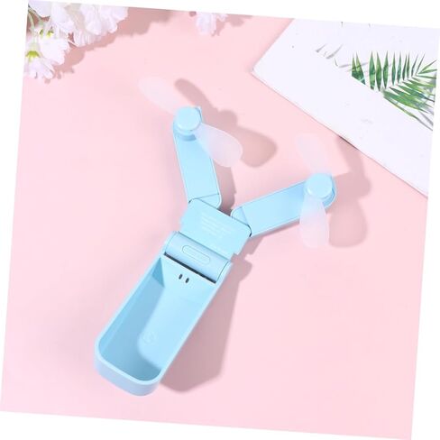 مروحة Gatuida المحمولة الصغيرة القابلة لإعادة الشحن عبر USB قابلة للطي برأسين، مروحة هواء تبريد صغيرة خفيفة الوزن للسفر في الهواء الطلق والاستخدام المكتبي، أزرق in Kuwait