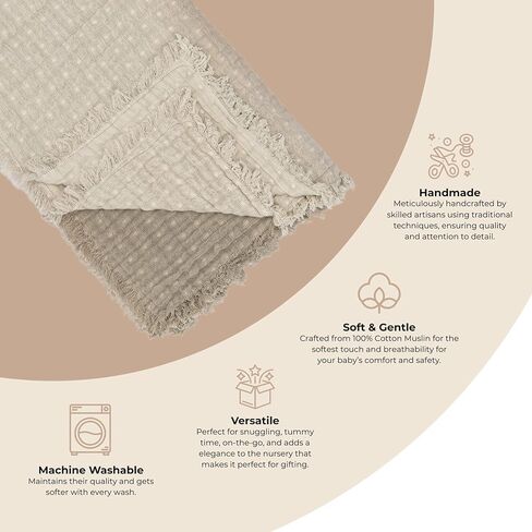 Crane Baby Multi-Layer Muslin Baby Blanket, 100% Cotton Baby Blankets, Grey Ombre Design, Nursery Swaddling Blankets for Newborns, 30" x 40", Warm and Breathable Stroller Blankets for Babies in Saudi Arabia