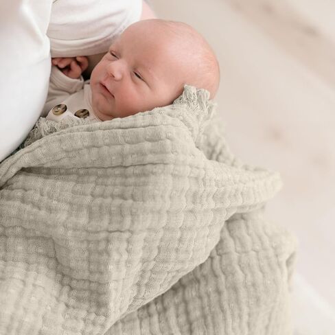 Crane Baby Multi-Layer Muslin Baby Blanket, 100% Cotton Baby Blankets, Grey Ombre Design, Nursery Swaddling Blankets for Newborns, 30" x 40", Warm and Breathable Stroller Blankets for Babies in Saudi Arabia