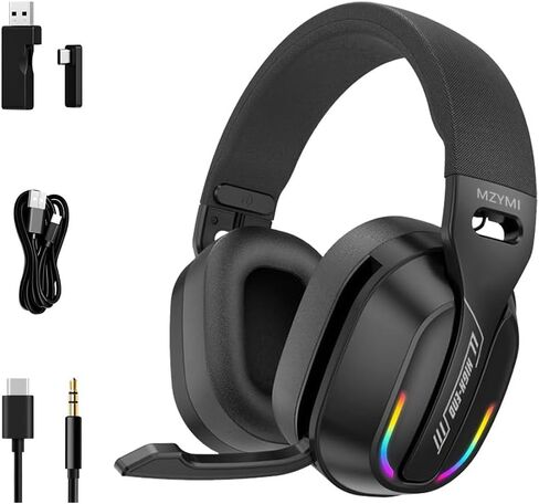 2.4GHz Wireless Gaming Headset for PC, PS5, PS4, Switch - Bluetooth 5.4, 20H Battery, with ENC Noise Canceling Microphone, Cool Lighting, 40mm Drivers, for Xbox Needs 3.5mm Cable- Rose Gold in Saudi Arabia