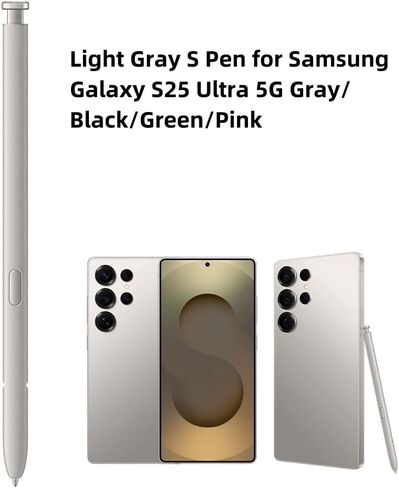 قطعتان بديلتان لقلم S25 Ultra S متوافق مع قلم Samsung Galaxy S25 Ultra Stylus جميع الإصدارات، قلم S25 Ultra 4,096 مستوى ضغط مع 5 أطراف (رمادي فاتح) in Saudi Arabia