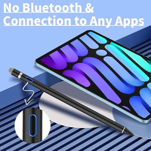 قلم رقمي لشاشات اللمس، قلم نشط ذو نقطة دقيقة متوافق مع iPhone iPad والأجهزة اللوحية الأخرى للرسم والكتابة اليدوية (أسود) in Kuwait