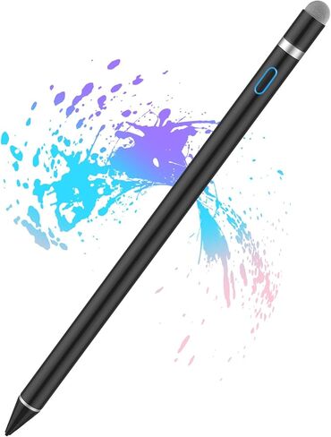قلم رقمي لشاشات اللمس، قلم نشط ذو نقطة دقيقة متوافق مع iPhone iPad والأجهزة اللوحية الأخرى للرسم والكتابة اليدوية (أسود) in Kuwait