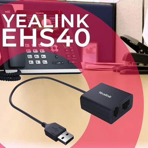 محول سماعة رأس لاسلكية Yealink EHS40 للهواتف المكتبية T54W/T53W/T53/T58A/T57W/T48U/T48S/T46U/T46S/T43U/T42U/T42S/T41S/VP59 متوافق مع جابرا، بولي، EPOS، يتيح التحكم في المكالمات عن بعد، قماش GTW in Saudi Arabia