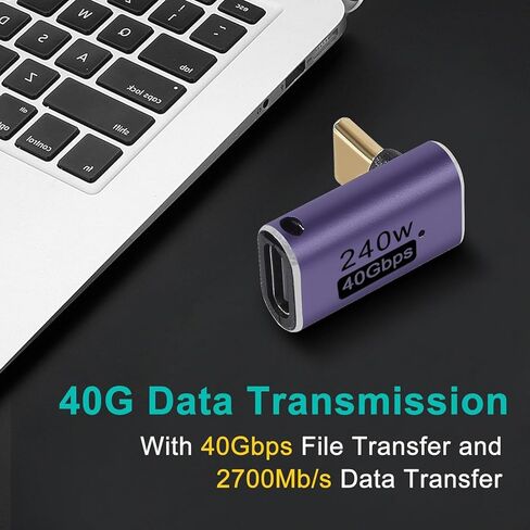 2pcs 90 Degree Right Angle USB C Male to Female Adapter, USB Type C Adapter Extender Support 240W, 40Gbps, 8K@60Hz for Steam Deck, MacBook,Thunderbolt ect(Male Bend) in Saudi Arabia