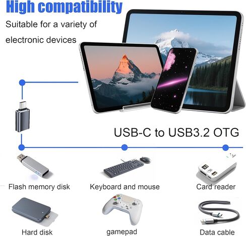 USB-C Male to USB 3.2 Female Adapter, Compatible with iPhone 16 Pro Max, iMac 2021, iPad Pro 2021, MacBook Pro/Air, Type-C & Thunderbolt 3 Devices- 2 Pack Grey in Saudi Arabia