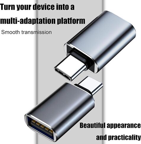 USB-C Male to USB 3.2 Female Adapter, Compatible with iPhone 16 Pro Max, iMac 2021, iPad Pro 2021, MacBook Pro/Air, Type-C & Thunderbolt 3 Devices- 2 Pack Grey in Saudi Arabia