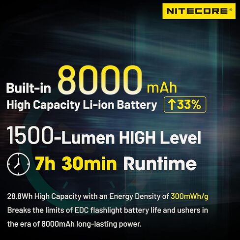 Nitecore EDC37 8000 Lumen مصباح يدوي EDC تكتيكي مع سلسلة مفاتيح قابلة للسحب in Kuwait