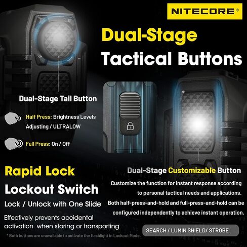 Nitecore EDC37 8000 Lumen مصباح يدوي EDC تكتيكي مع سلسلة مفاتيح قابلة للسحب in Kuwait