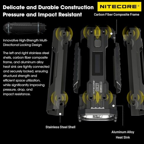 Nitecore EDC37 8000 Lumen مصباح يدوي EDC تكتيكي مع سلسلة مفاتيح قابلة للسحب in Kuwait