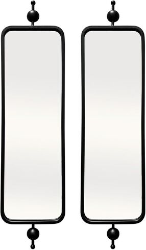 Black Arched Mirror for Narrow Space Home Decor, Metal Rectangle Frame with Rounded Corners Mirror for Ling Room Enterway 9" X 36‘ in Saudi Arabia