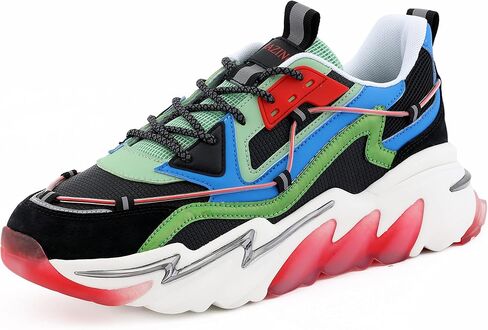 Mazino Lotus Fashion Chunky Sneakers for Men - Men's Athleisure Casual Shoes, Color Yellow/Red, Size 9 in Saudi Arabia